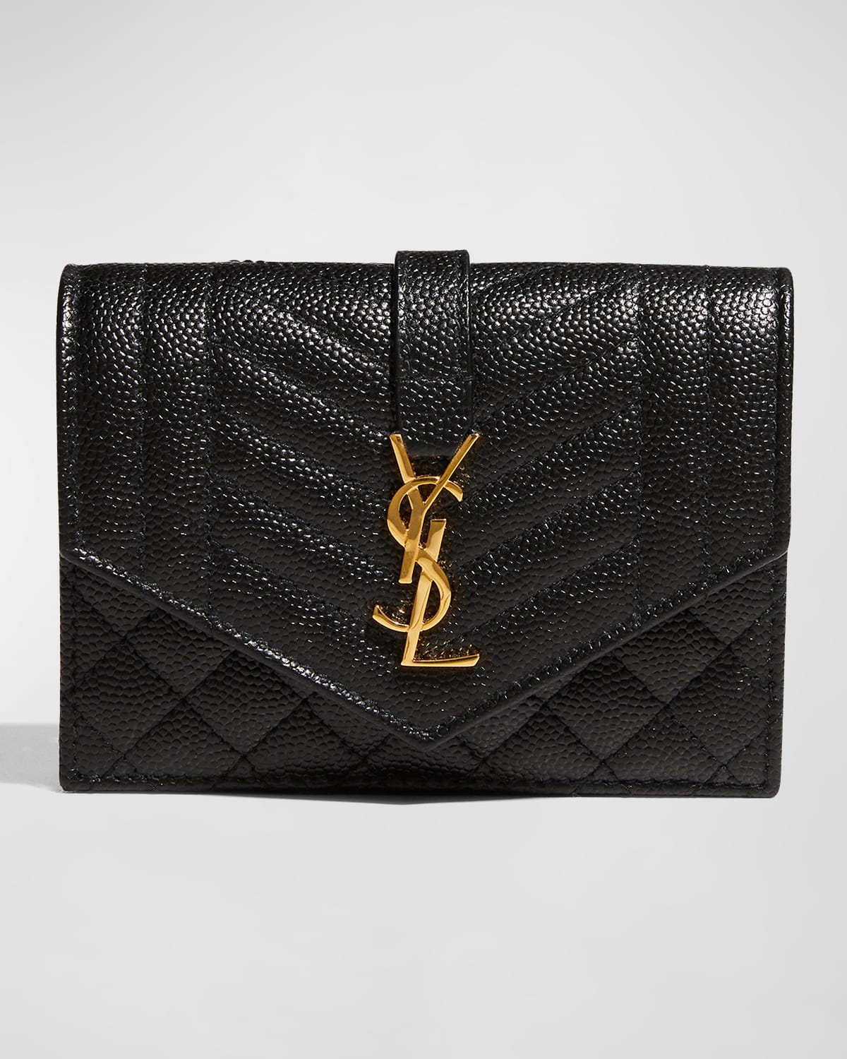 Saint Laurent Ysl Quilt Envelope Flap Card Case