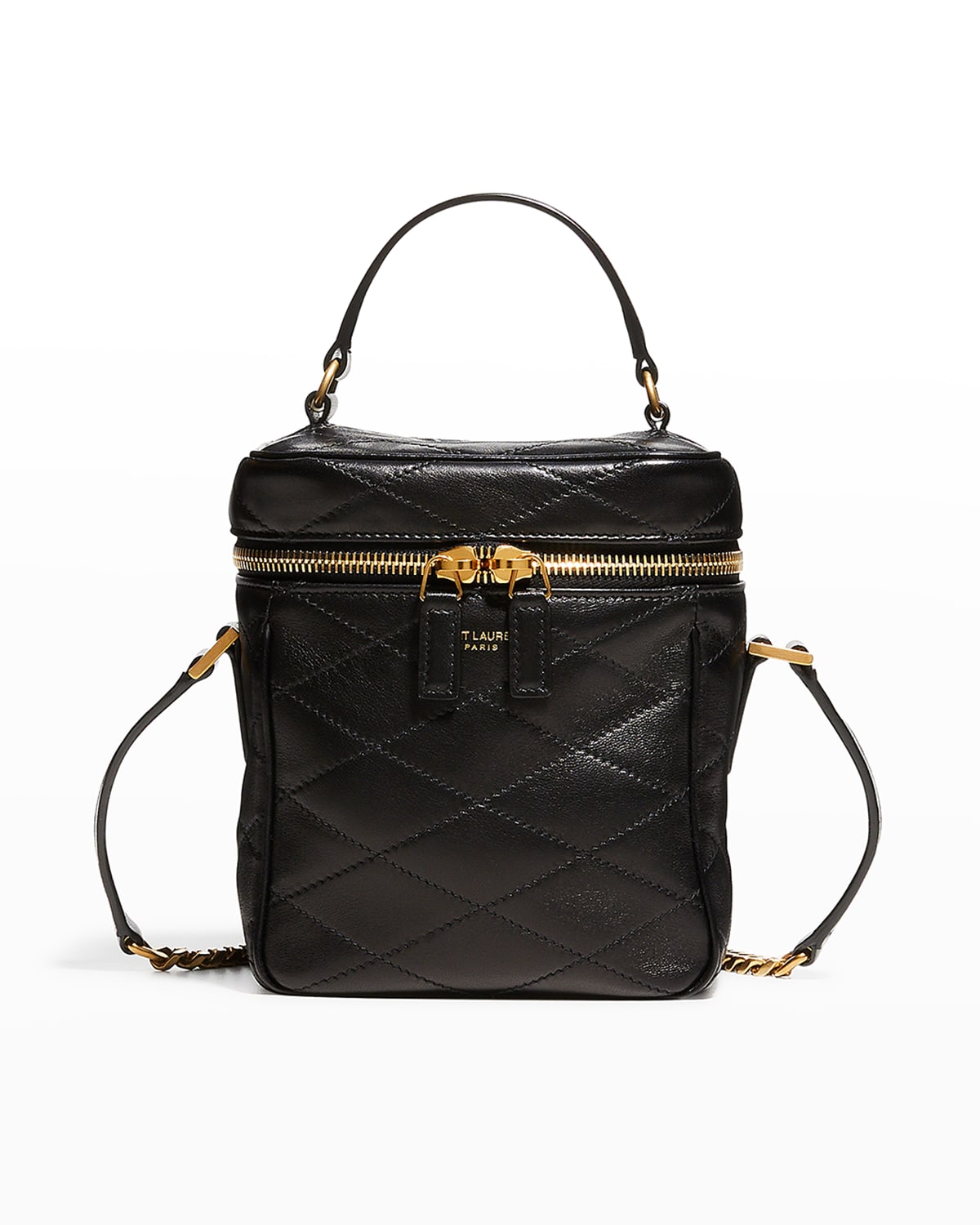 Saint Laurent Vanity Quilted Box Top-handle Bag In 1000 Nero