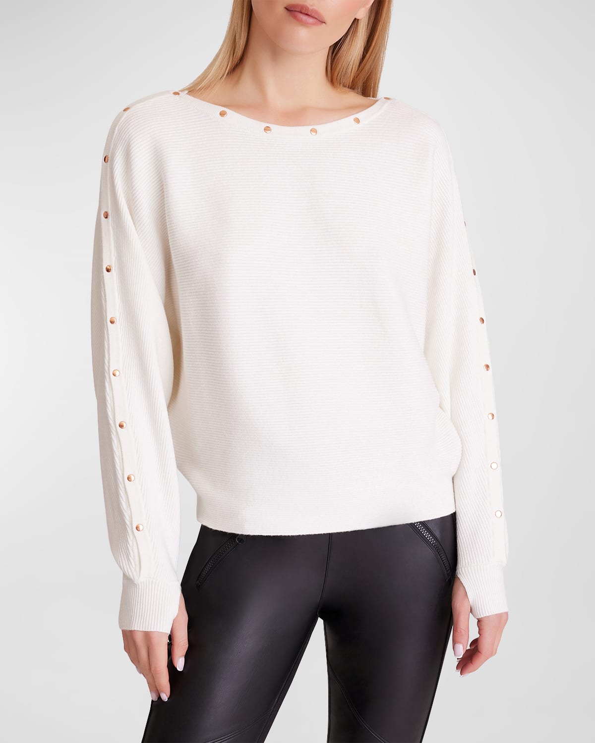 Blanc Noir Portola Sweater With Golden Buttons In Optic White