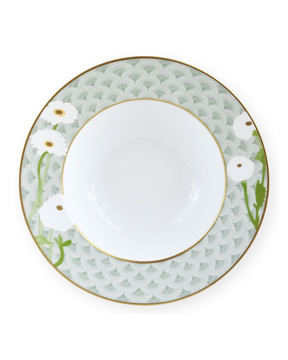 Shop Bernardaud Priana Rim Soup Plate, 9" In White/green