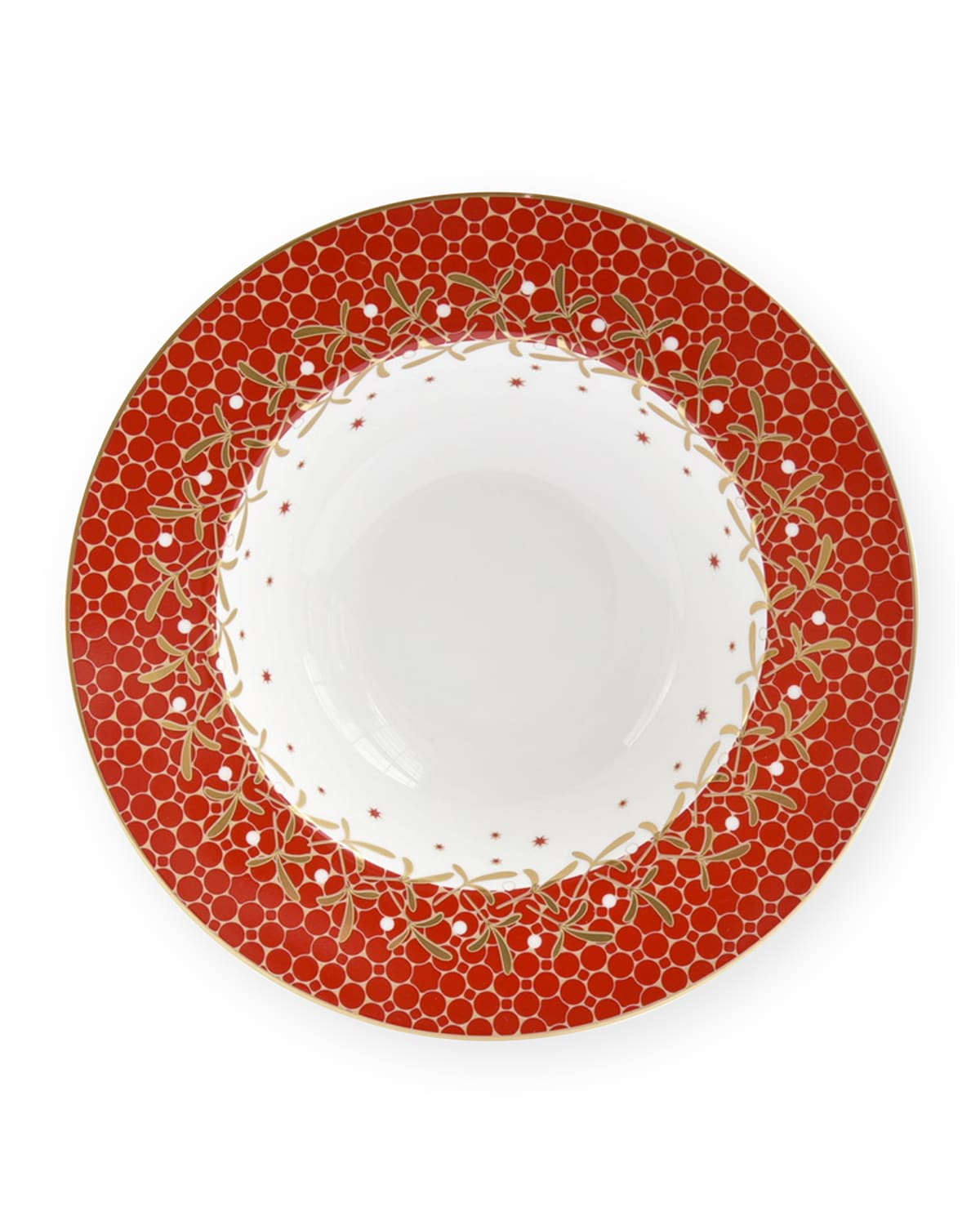 Shop Bernardaud Noel Rim Soup Plate, 9" In White/red