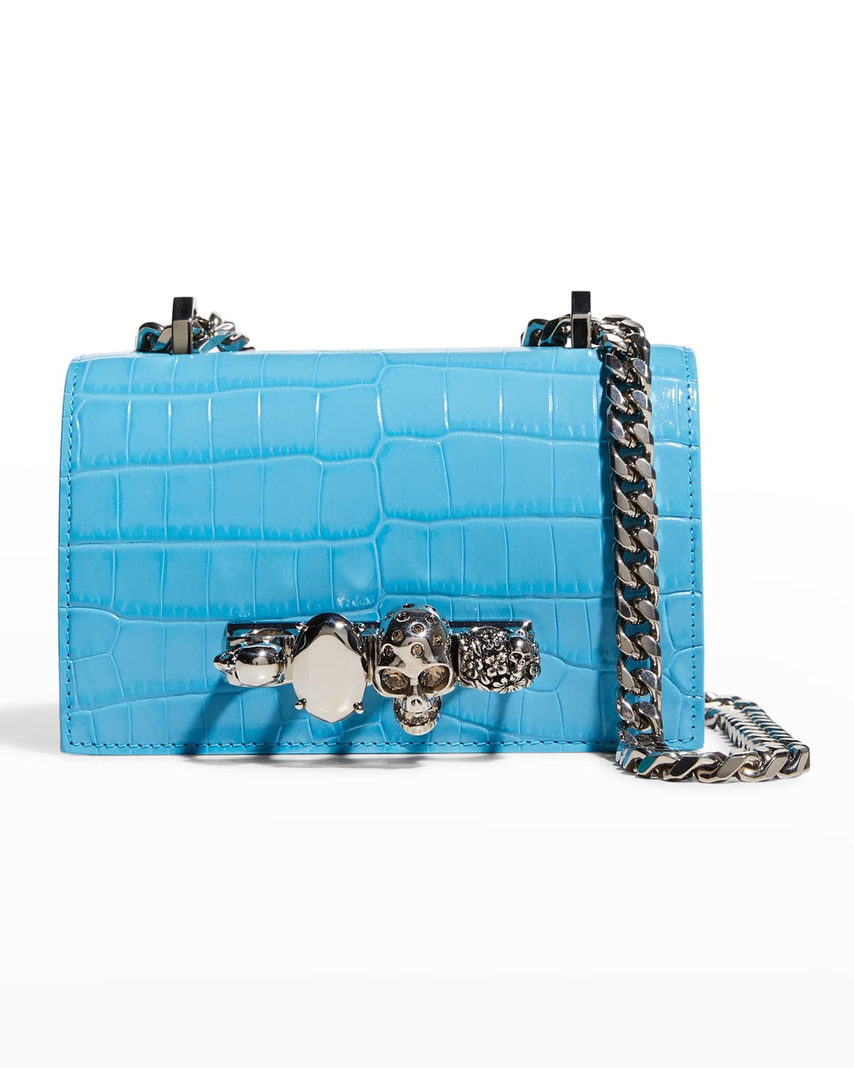 Alexander McQueen Jeweled Mini Mock-Croc Satchel Bag
