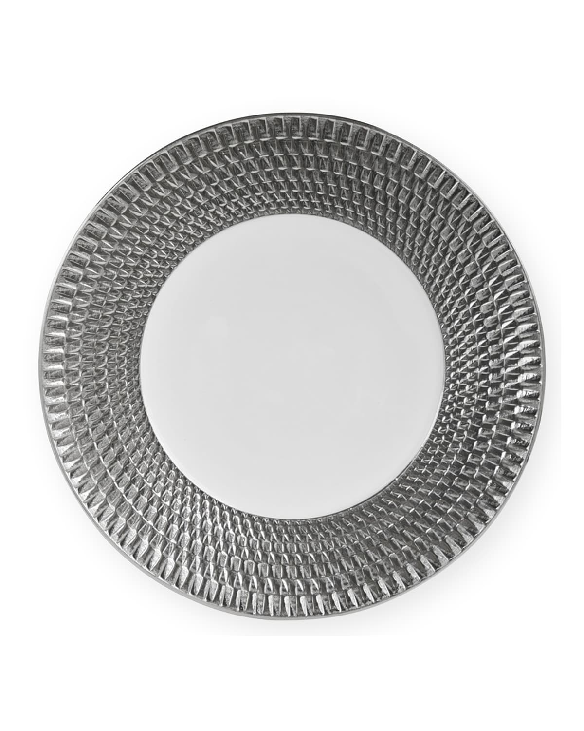 Bernardaud Twist Platinum Service Plate, 11.5" In Platinum/white