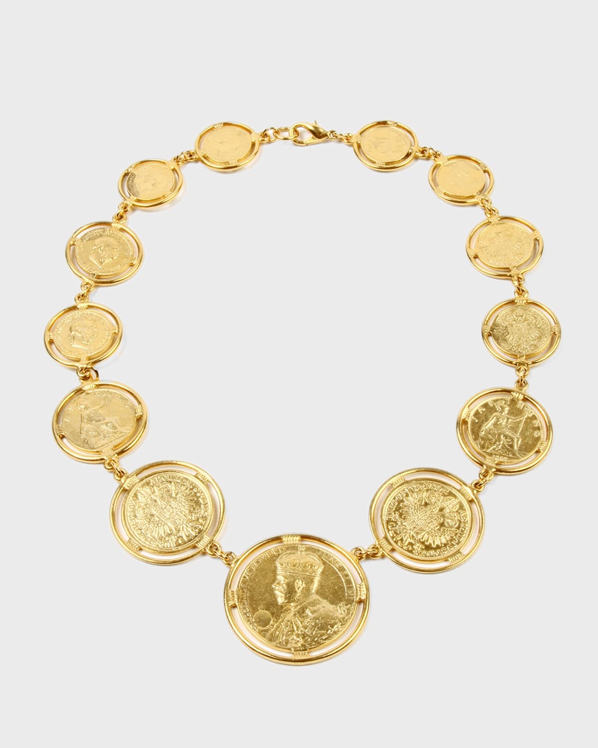 24k Gold Electroplate Coin Statement Necklace