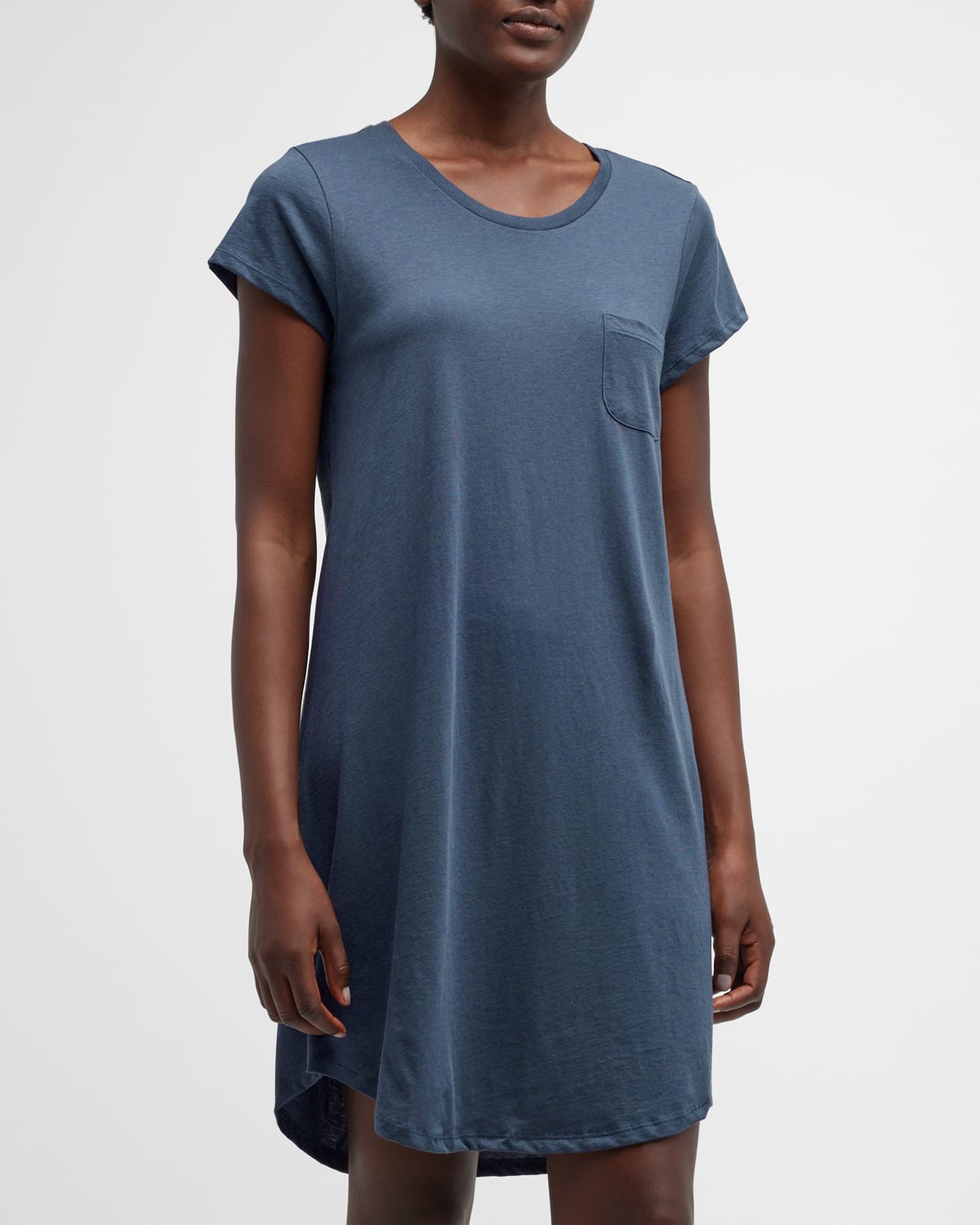 Skin Carissa Pima Cotton Sleepshirt In Blue Salt