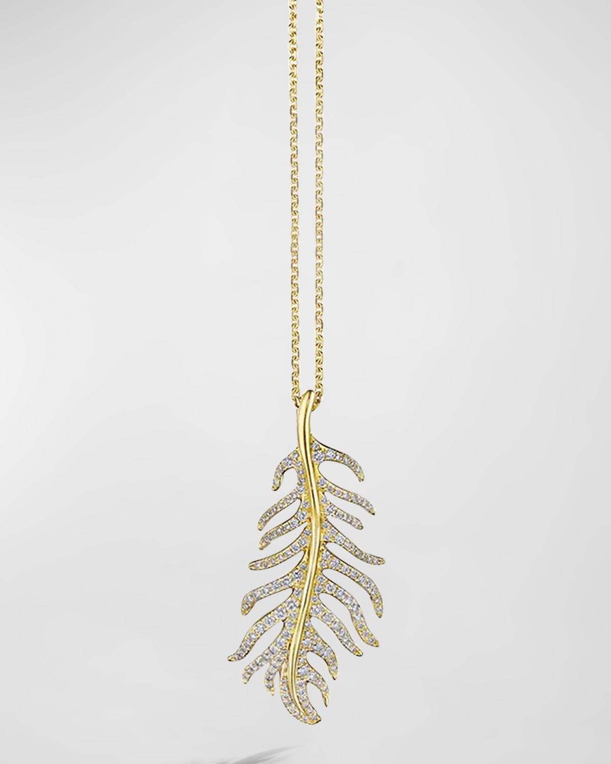 18K Yellow Gold Phoenix Wavy Necklace with Medium Pave Diamonds