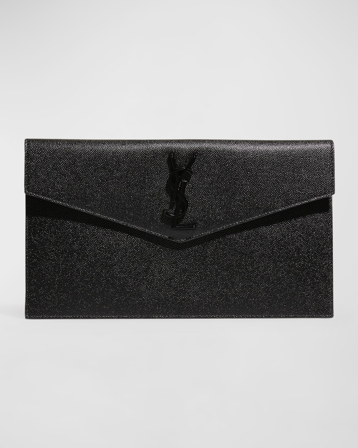 SAINT LAURENT UPTOWN YSL POUCH IN GRAINED LEATHER