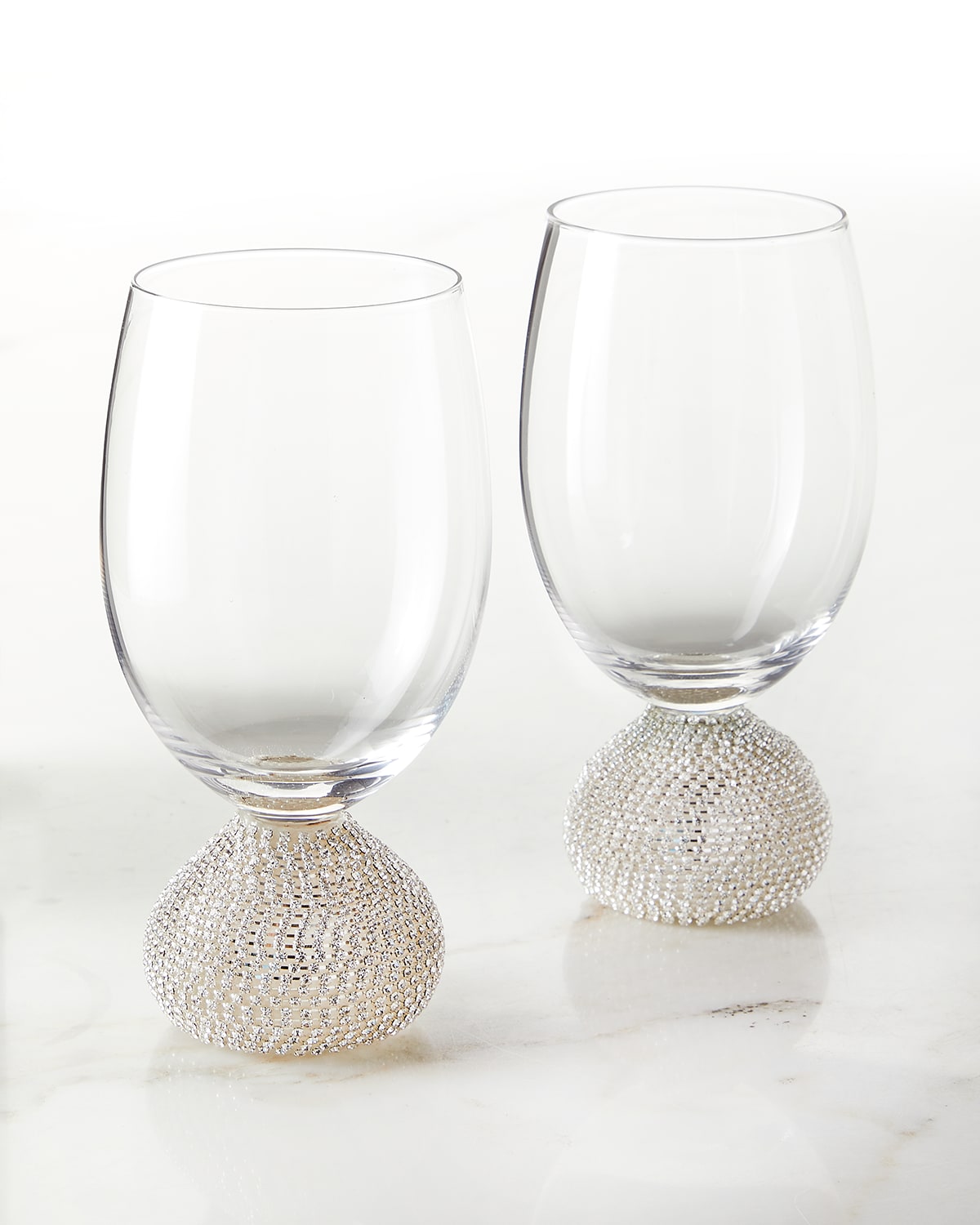 Shop Neiman Marcus Silver Bling Wine Glasses, Set Of 2