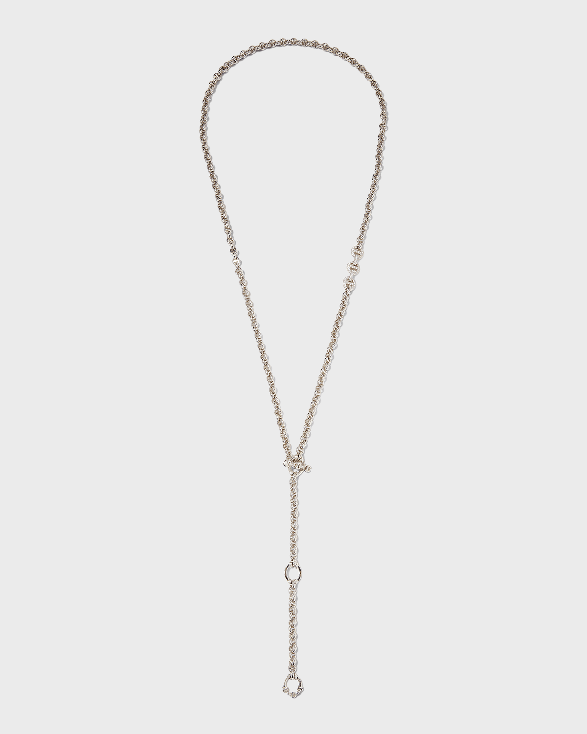 5mm Open-Link Necklace in 18K White Gold with Diamonds