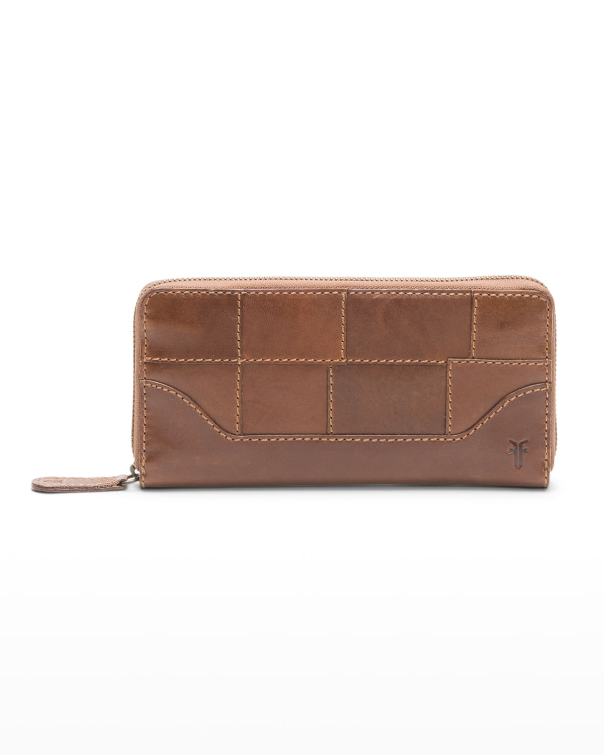 Frye Melissa Patchwork Zip Continental Wallet In Cognac