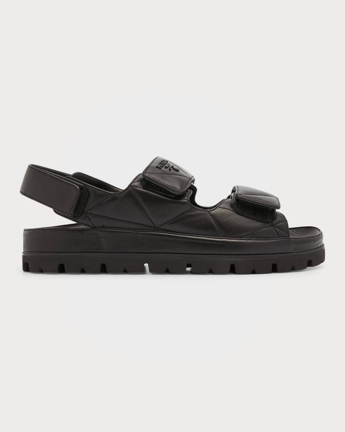 Shop Prada Quilted Leather Slingback Sporty Sandals In Nero