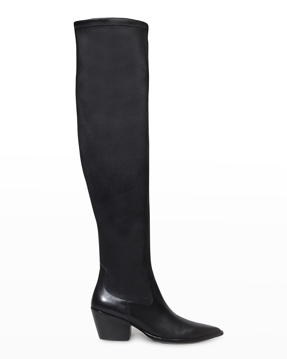 Black Suede Studio Kenedy Leather Over-The-Knee Boots