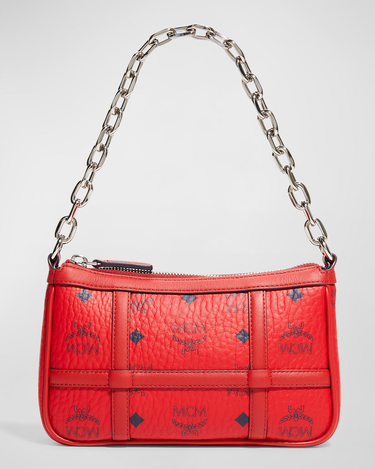 MCM Visetos Mini Aren Chain Crossbody Bag Candy Red 1143065