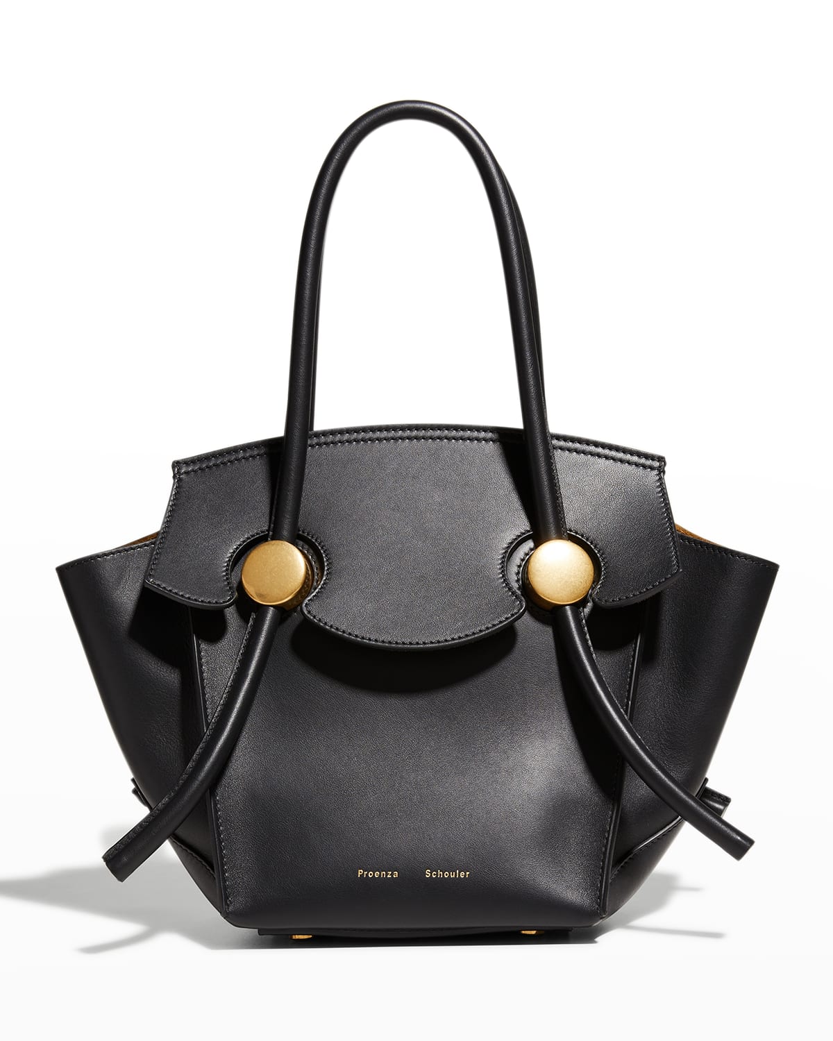 Proenza Schouler Small Pipe Fold-over Leather Top-handle Bag In Black