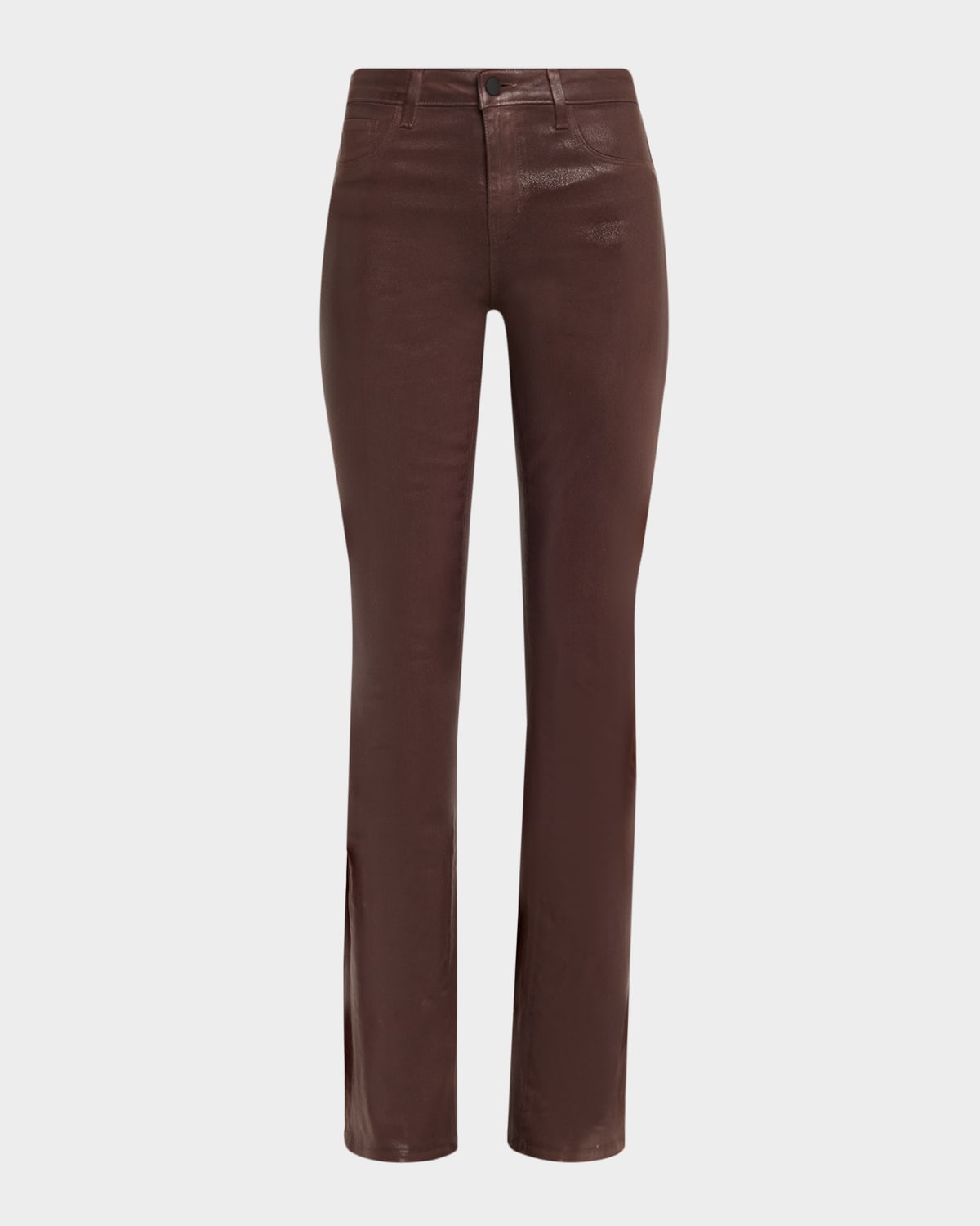L'agence Selma High-rise Coated Sleek Baby Boot Jeans In Brown