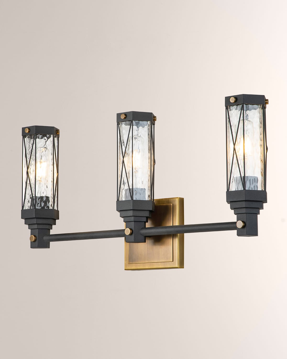 Shop Lucas + Mckearn Abbey 3-light Bath Vanity Light In Brass