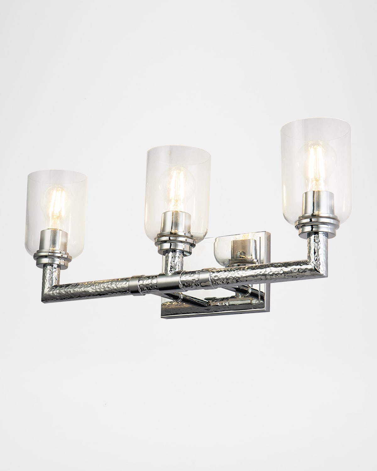 Lucas + Mckearn Rampart 3-light Hammered Bath Vanity Light In Silver