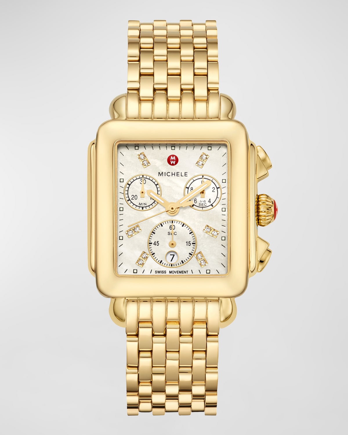 Deco Gold-Tone Diamond Dial Watch