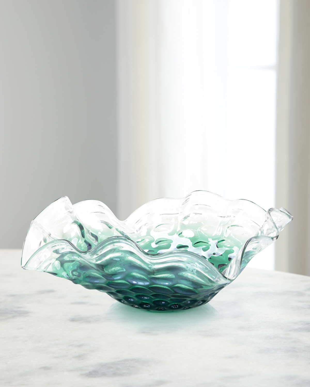 Shop John-richard Collection Hand-blown Glass Bowl In Emerald