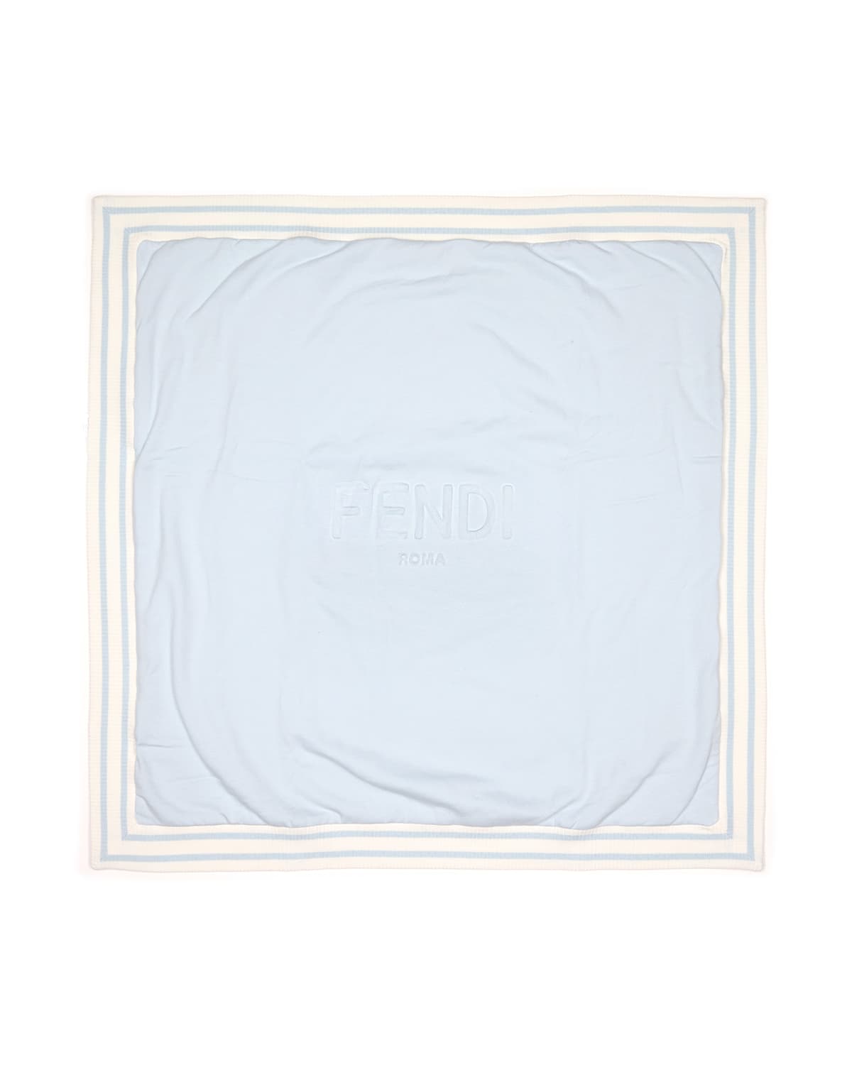 Fendi Kids' Logo Striped-border Baby Blanket In F19j4 Blue