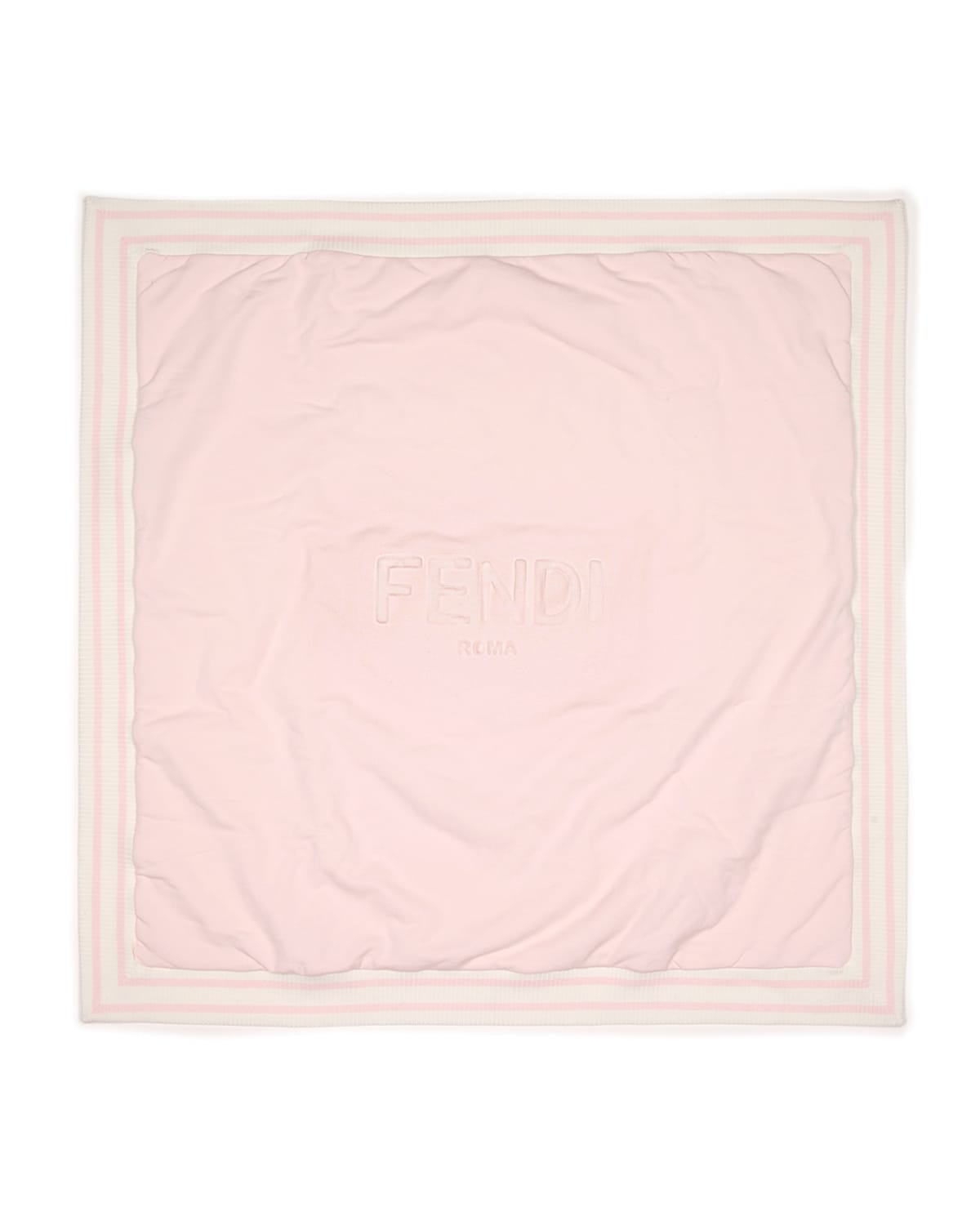 Fendi Kids' Logo Striped-border Baby Blanket In F0c11 Pink