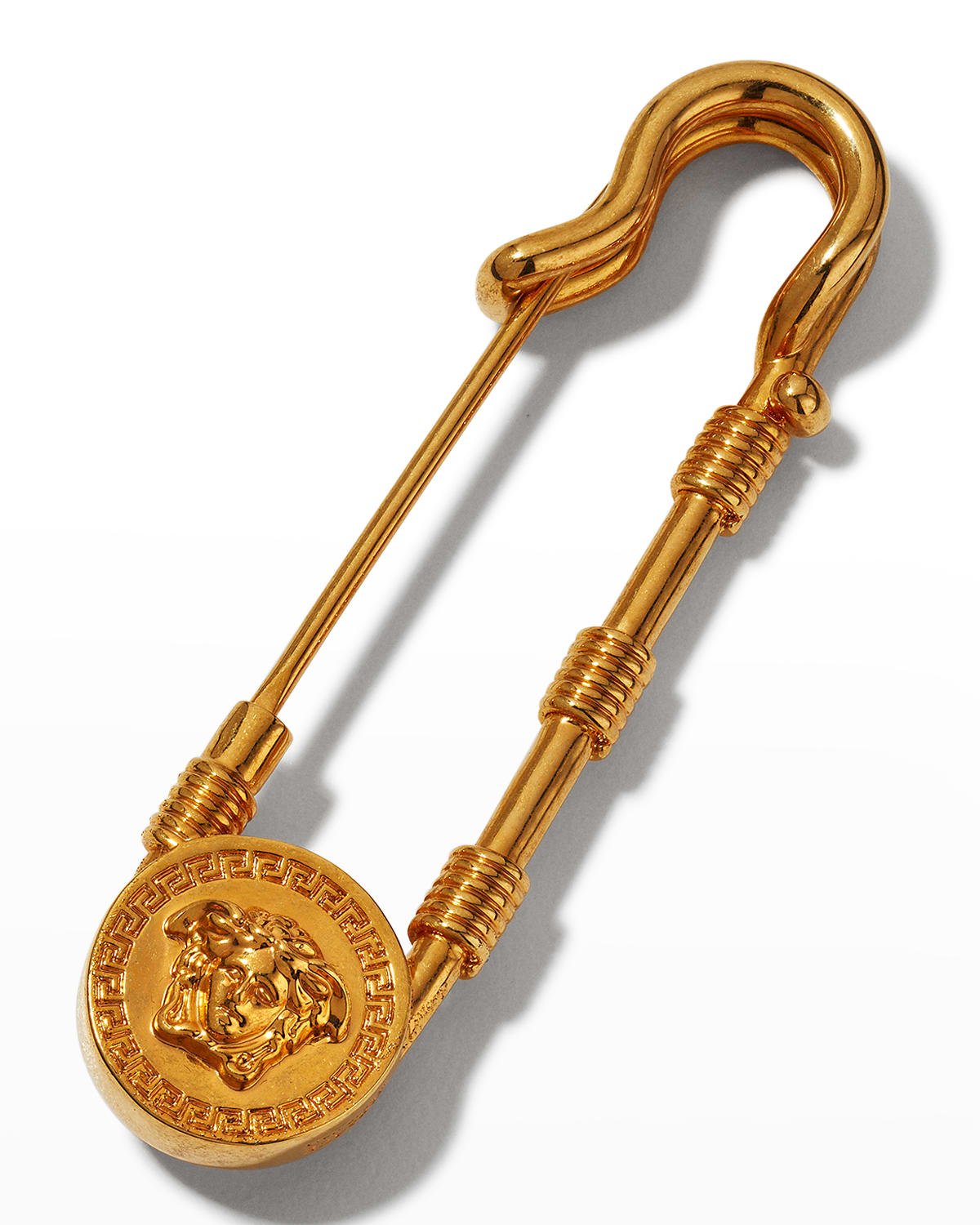 Versace Gold Brass Medusa Pin In  Gold