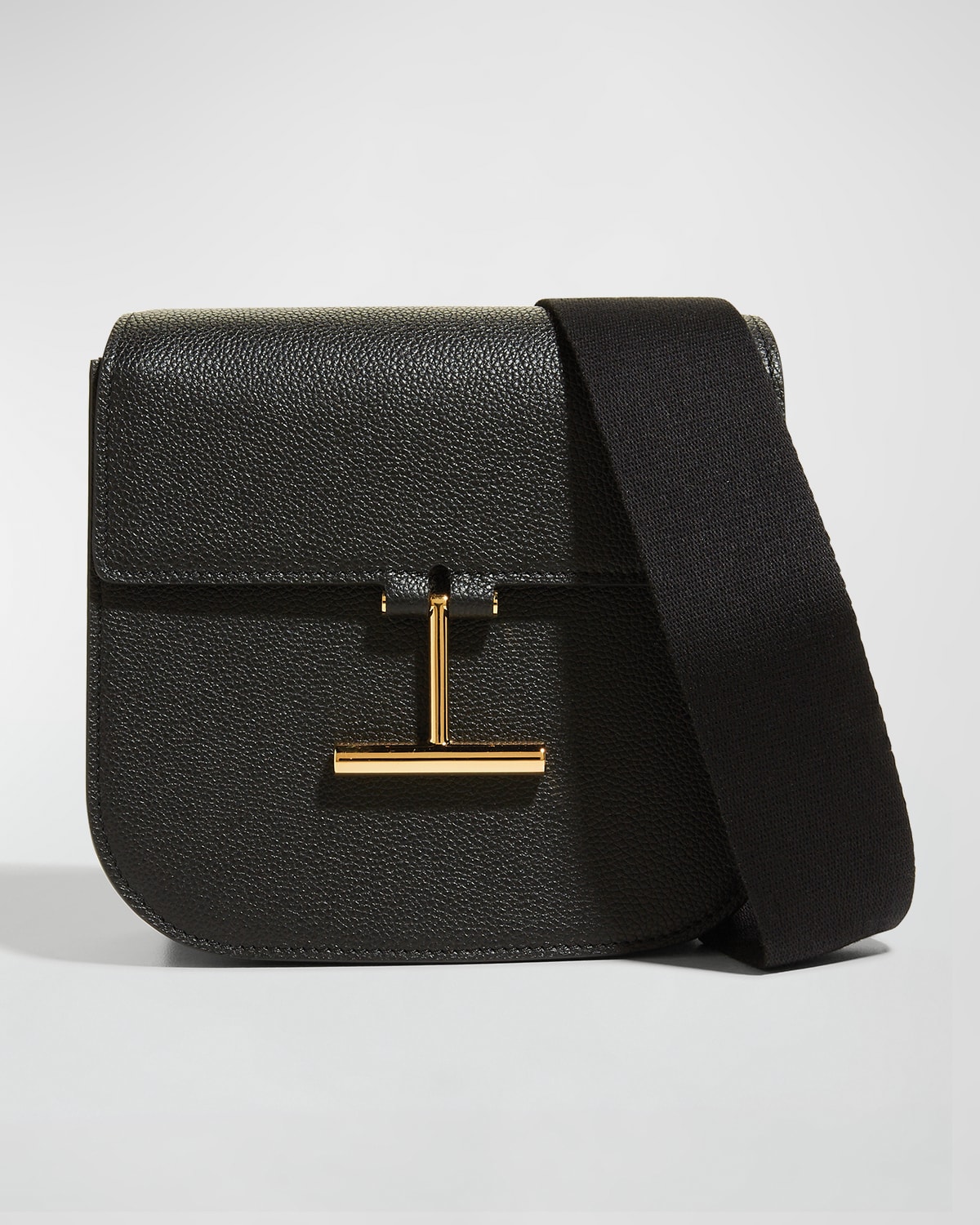 Tom Ford Tara Mini Crossbosy In Grained Leather With Webbed Strap In Black