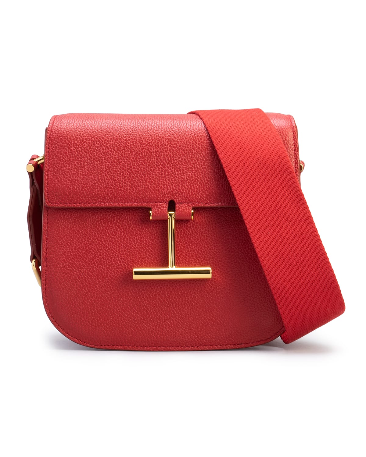 Tom Ford Tara Mini Grain Leather Crossbody Bag In Jungle Red