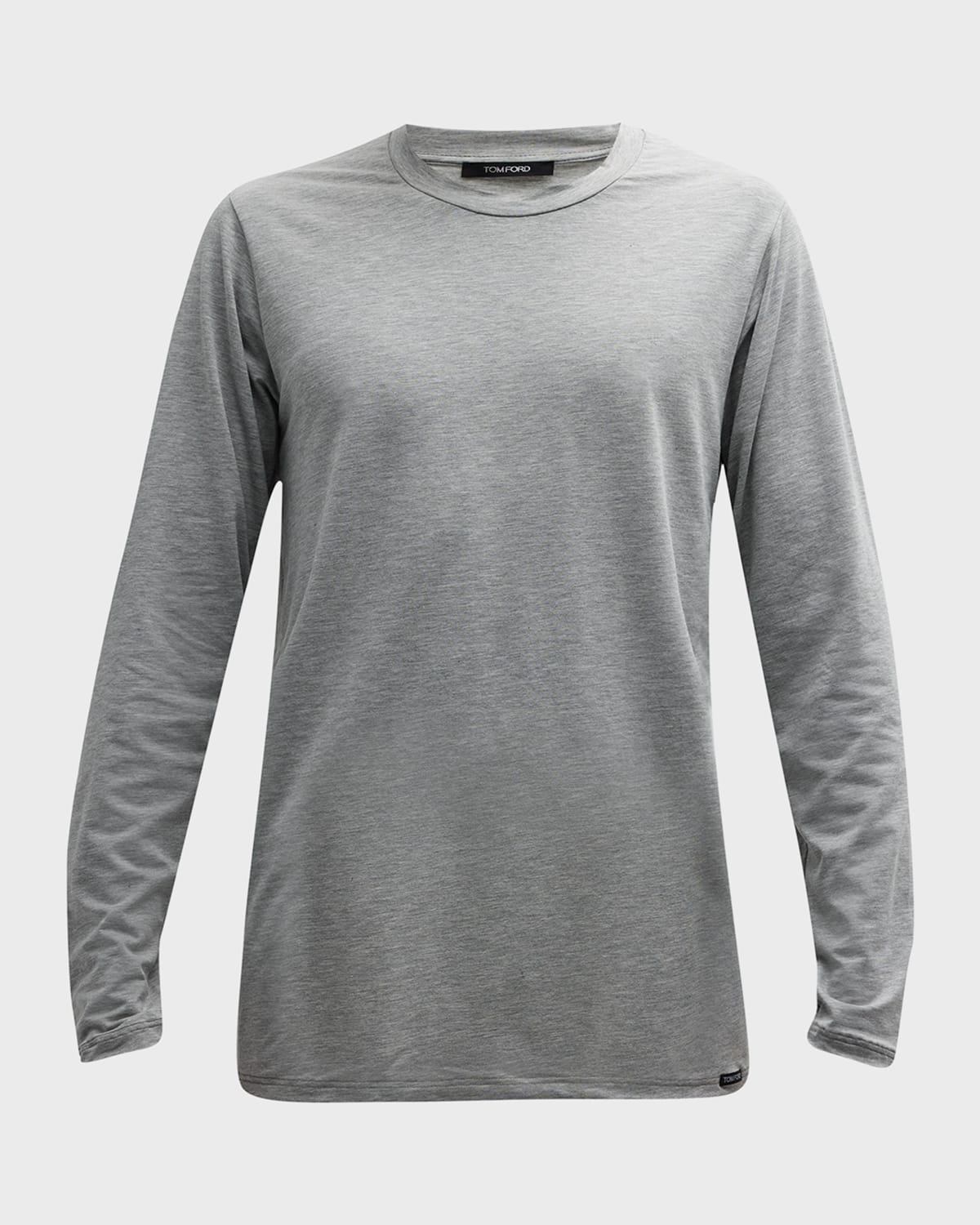 Tom Ford Crewneck Long-sleeved T-shirt In Grey Melange
