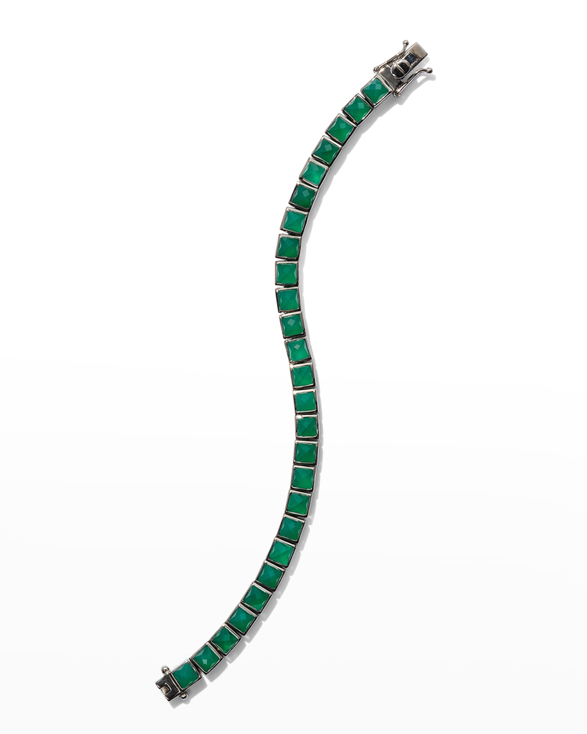 Nakard Small Tile Tennis Bracelet, Green Onyx