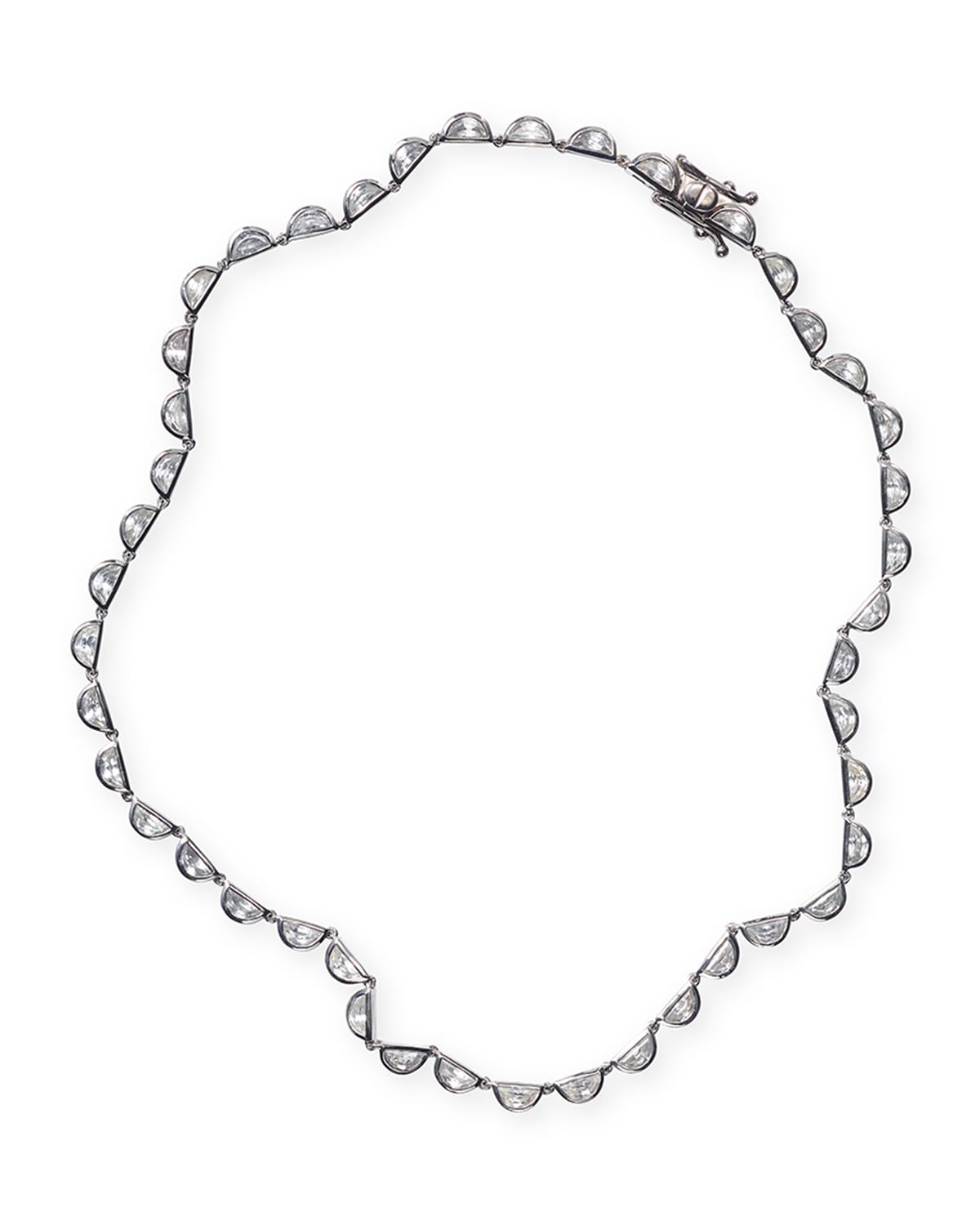 Small Scallop Riviere Necklace, White Zircon