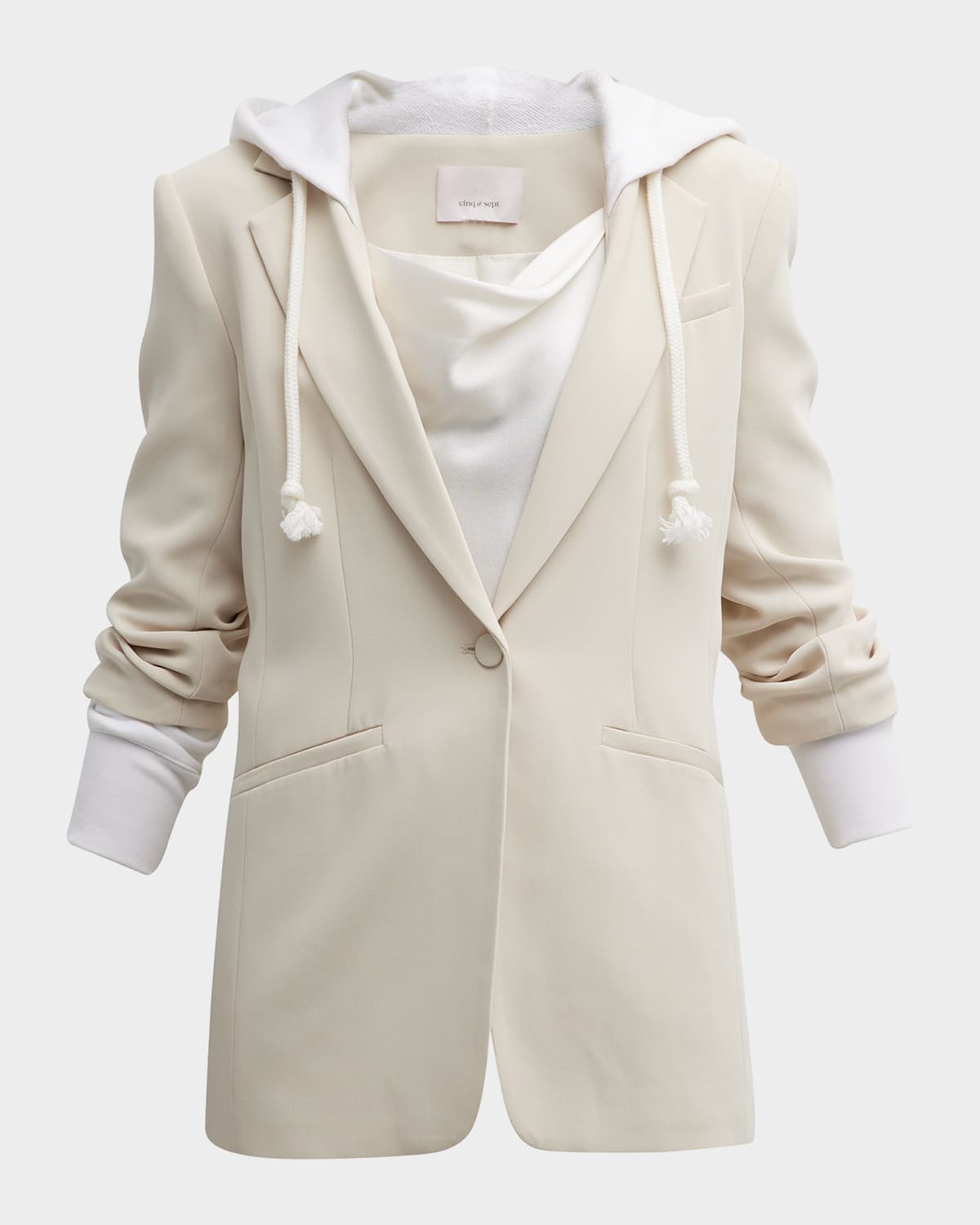 Cinq À Sept Khloe Faux Leather Hooded Jacket In Plasterwhite