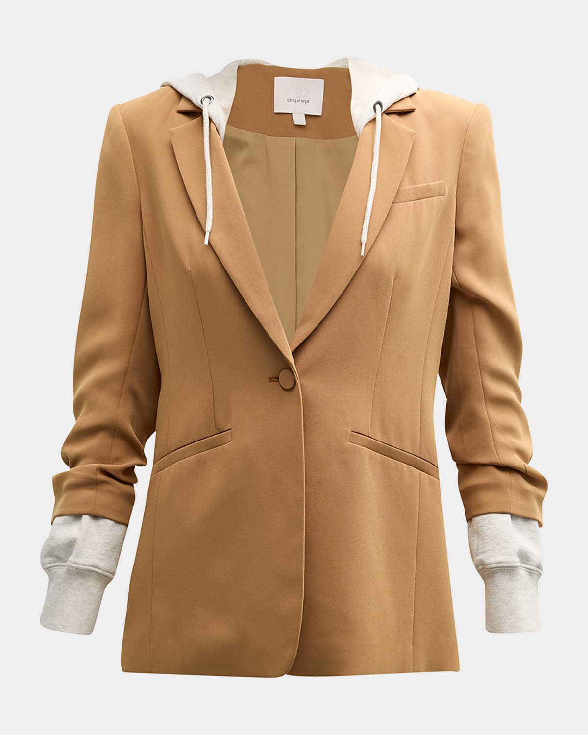 Cinq À Sept Hooded Khloe Jacket In Cinnamonoatmea
