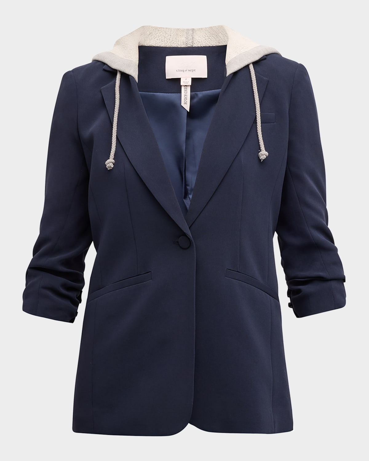 Shop Cinq À Sept Hooded Khloe Jacket In Navyheather Grey