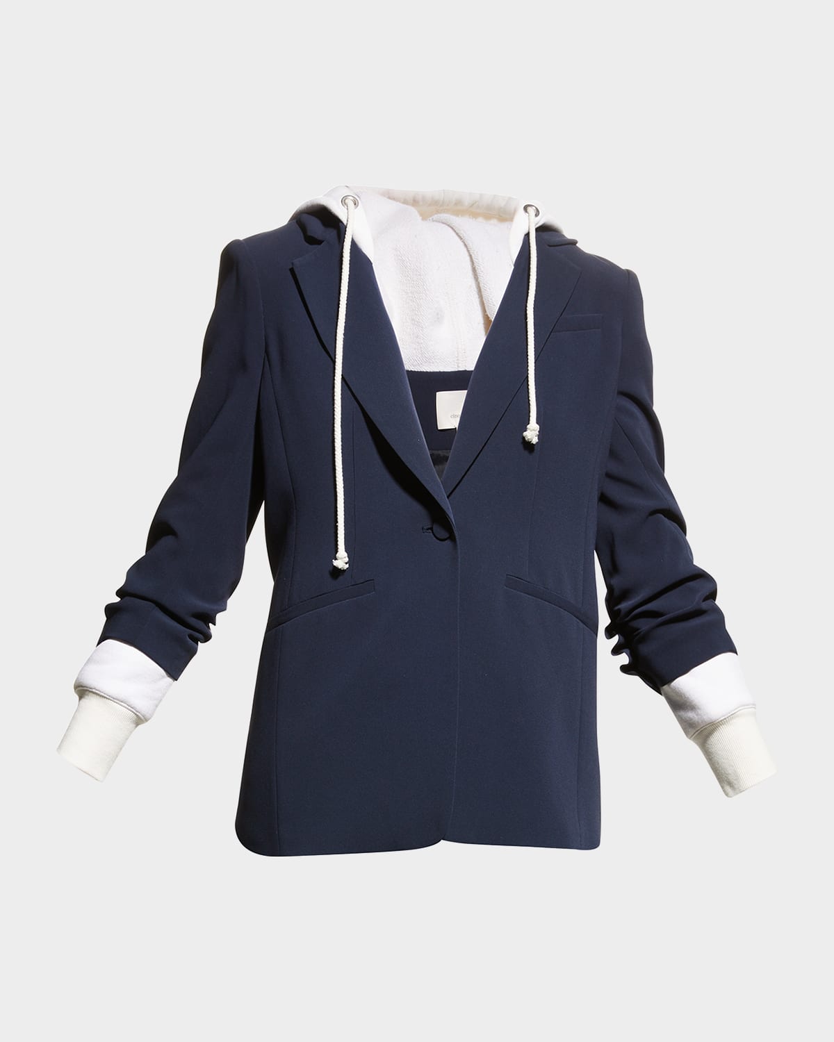 Shop Cinq À Sept Hooded Khloe Jacket In Navy / Ivory