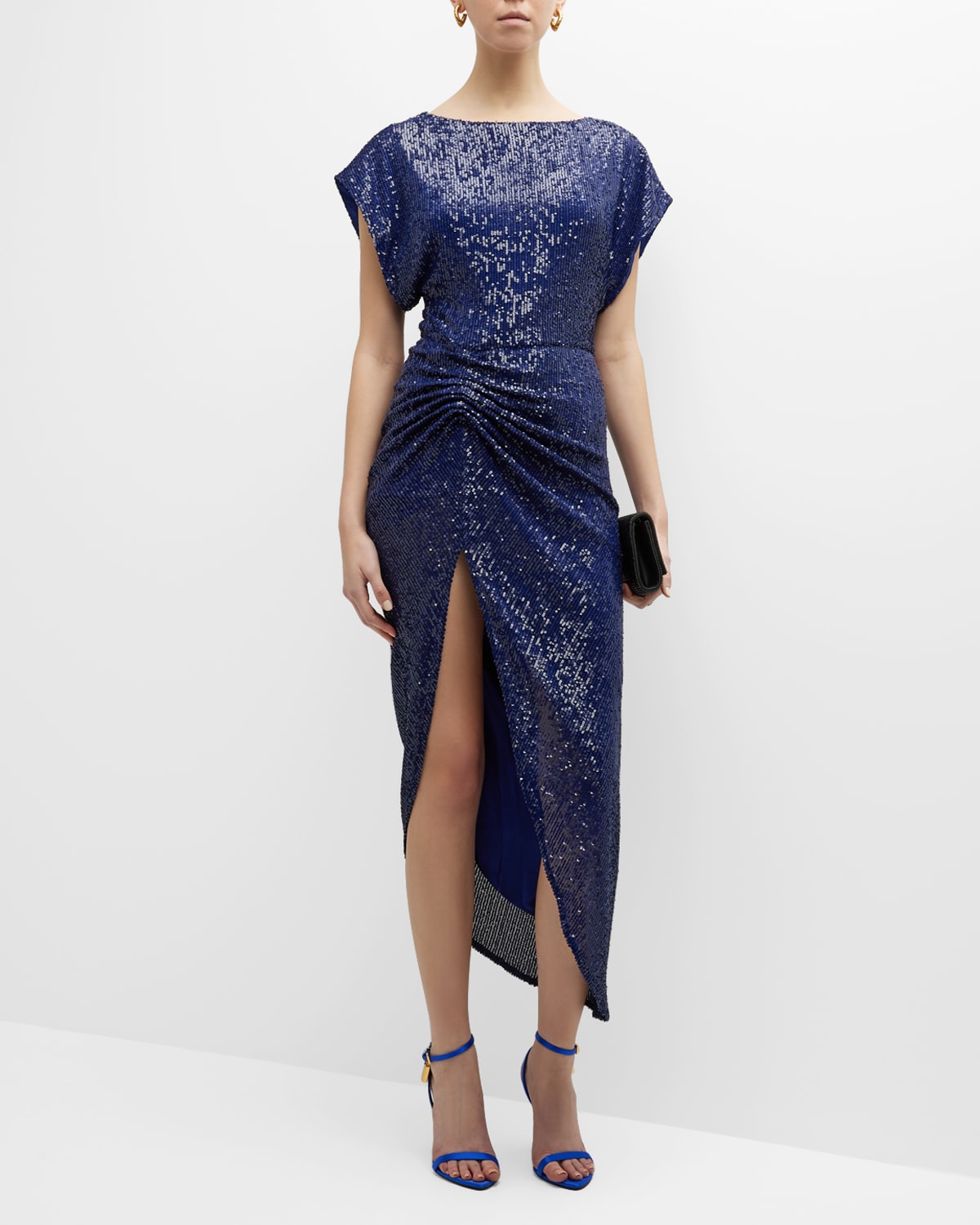 Shop In The Mood For Love Bercot Sequined Cocktail Dress In Navy