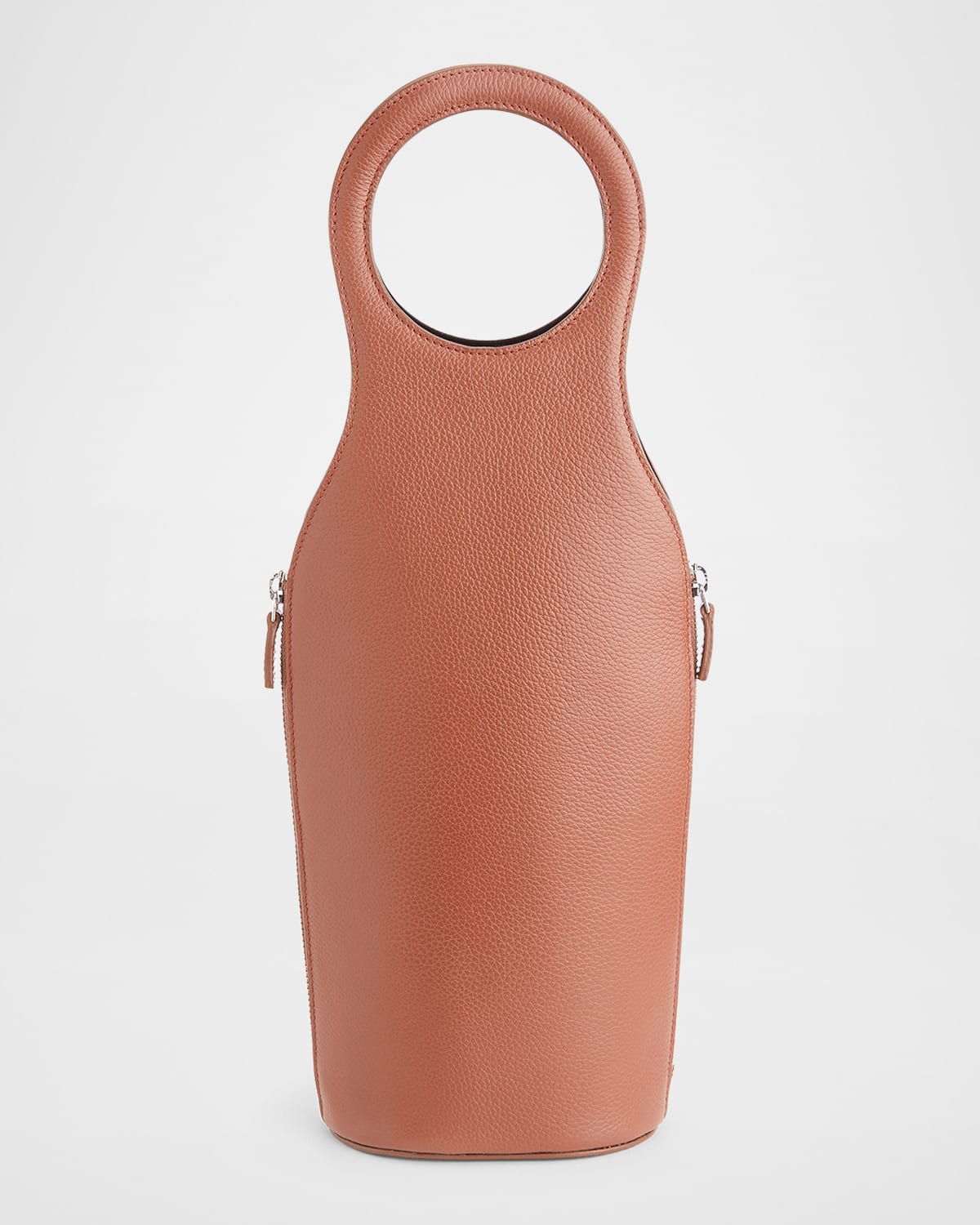 Royce New York Monogrammed Leather Wine Champagne Bottle Carrying Case In Tan