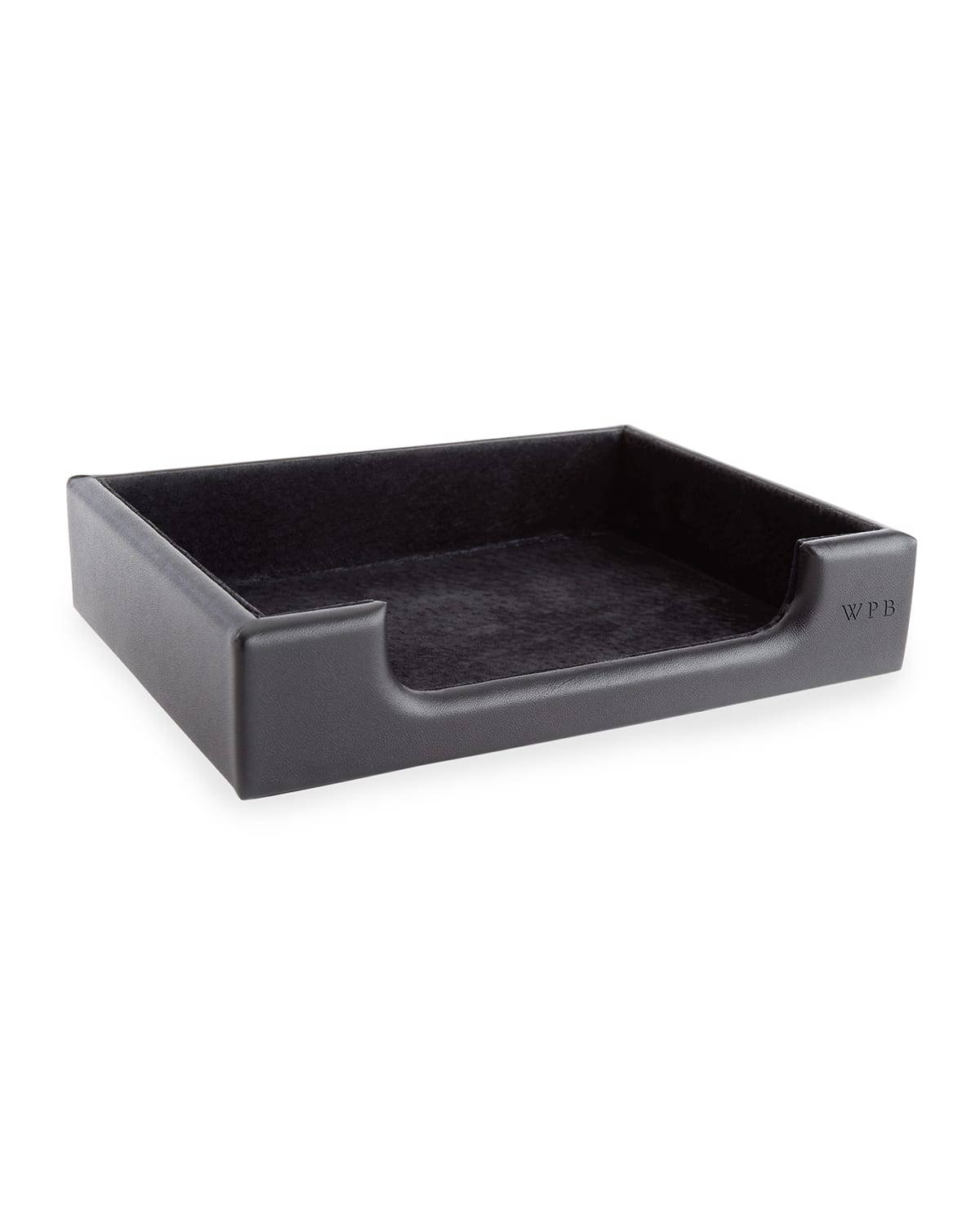 Shop Royce New York Personalized Leather Note Desk Tray In Black