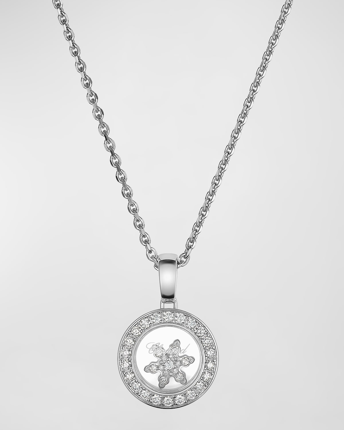 Chopard White Gold Happy Diamond Snowflake Pendant Necklace
