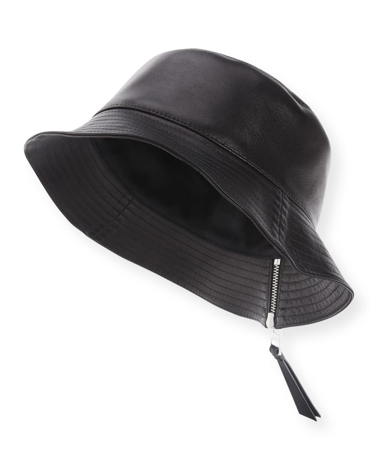 Shop Loewe Fisherman Zip Leather Bucket Hat In Tan