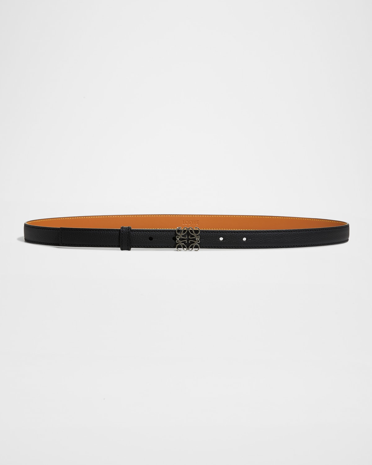 Shop Loewe Anagram Leather Belt In Black / Silver