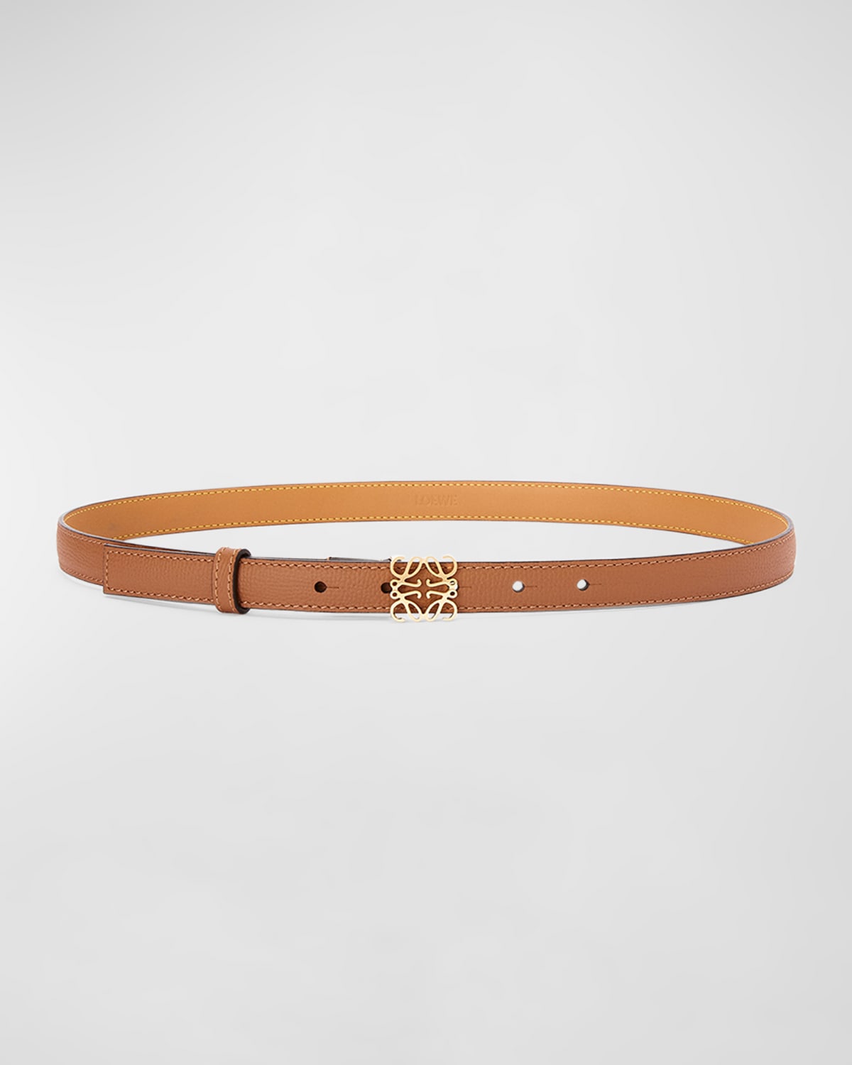 Loewe Anagram Leather Belt In Tan Gold