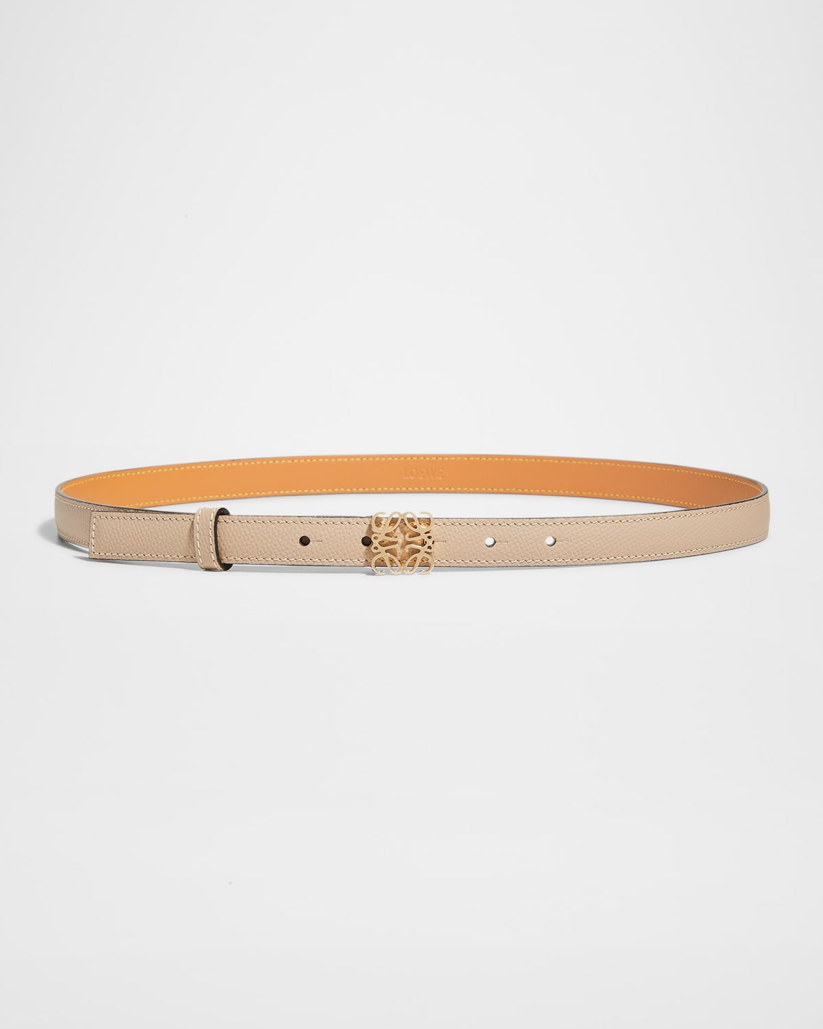Loewe Anagram Leather Belt In Sand Gold