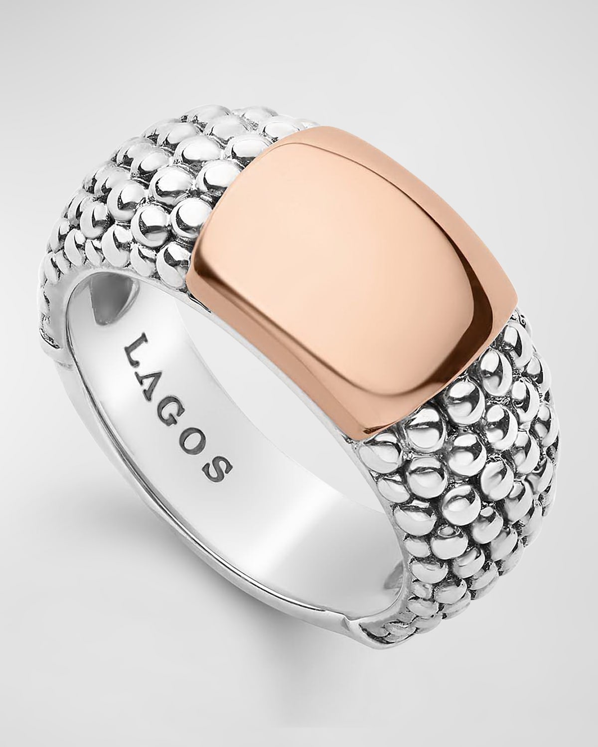 High Bar Two-Tone Rose Gold Smooth Plate Ring