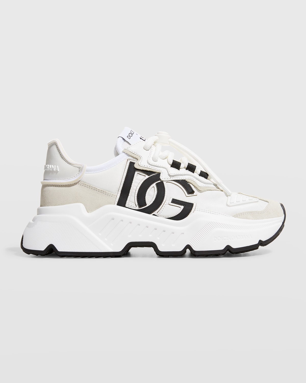 Dolce & Gabbana Daymaster Mixed Leather Runner Sneakers In White