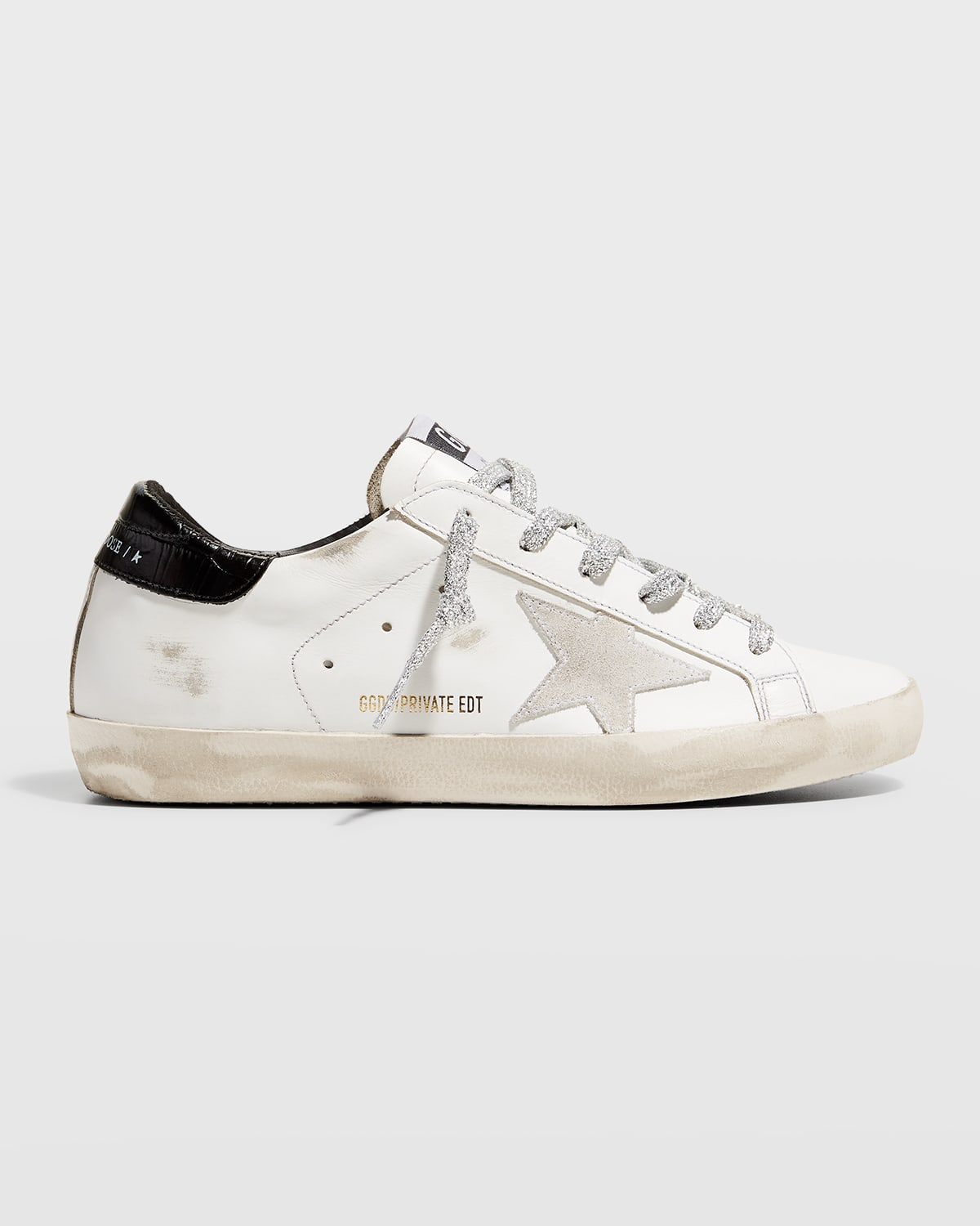 Golden Goose Superstar Leather Glitter Low-top Trainers In Whiteblack