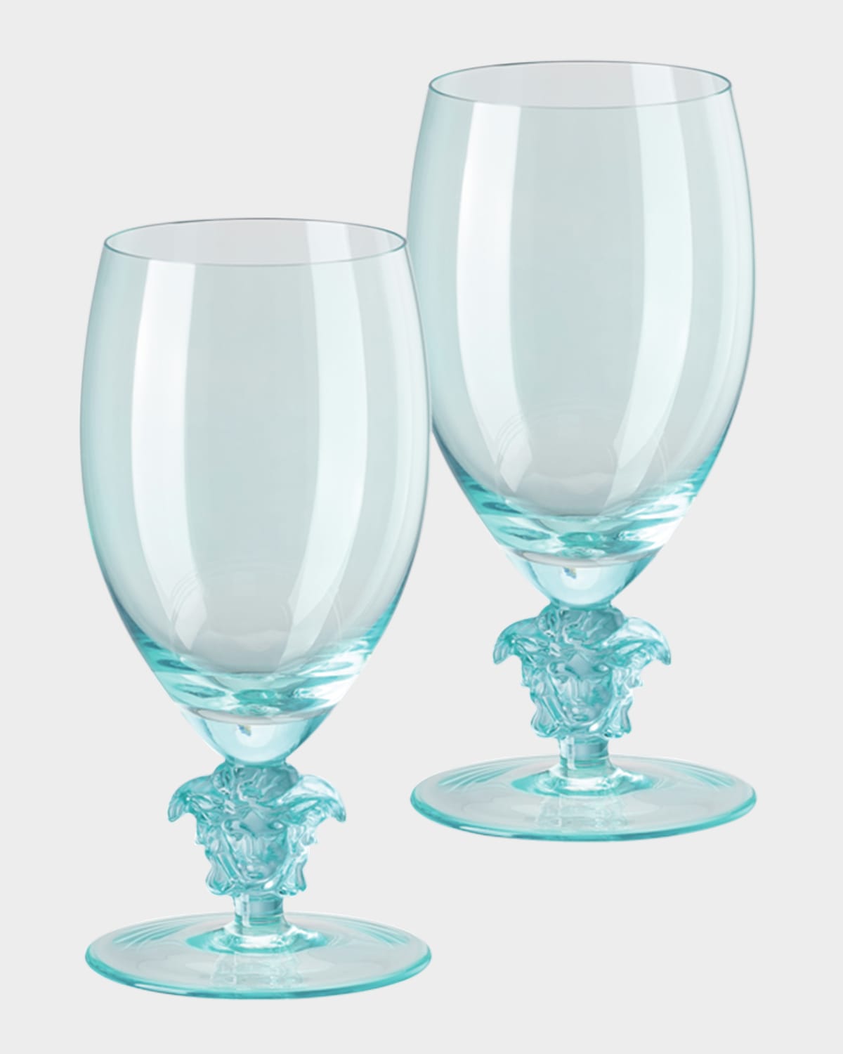 Versace Medusa Lumiere 2 Short Stem White Wine Glasses, Set Of Two In Blue