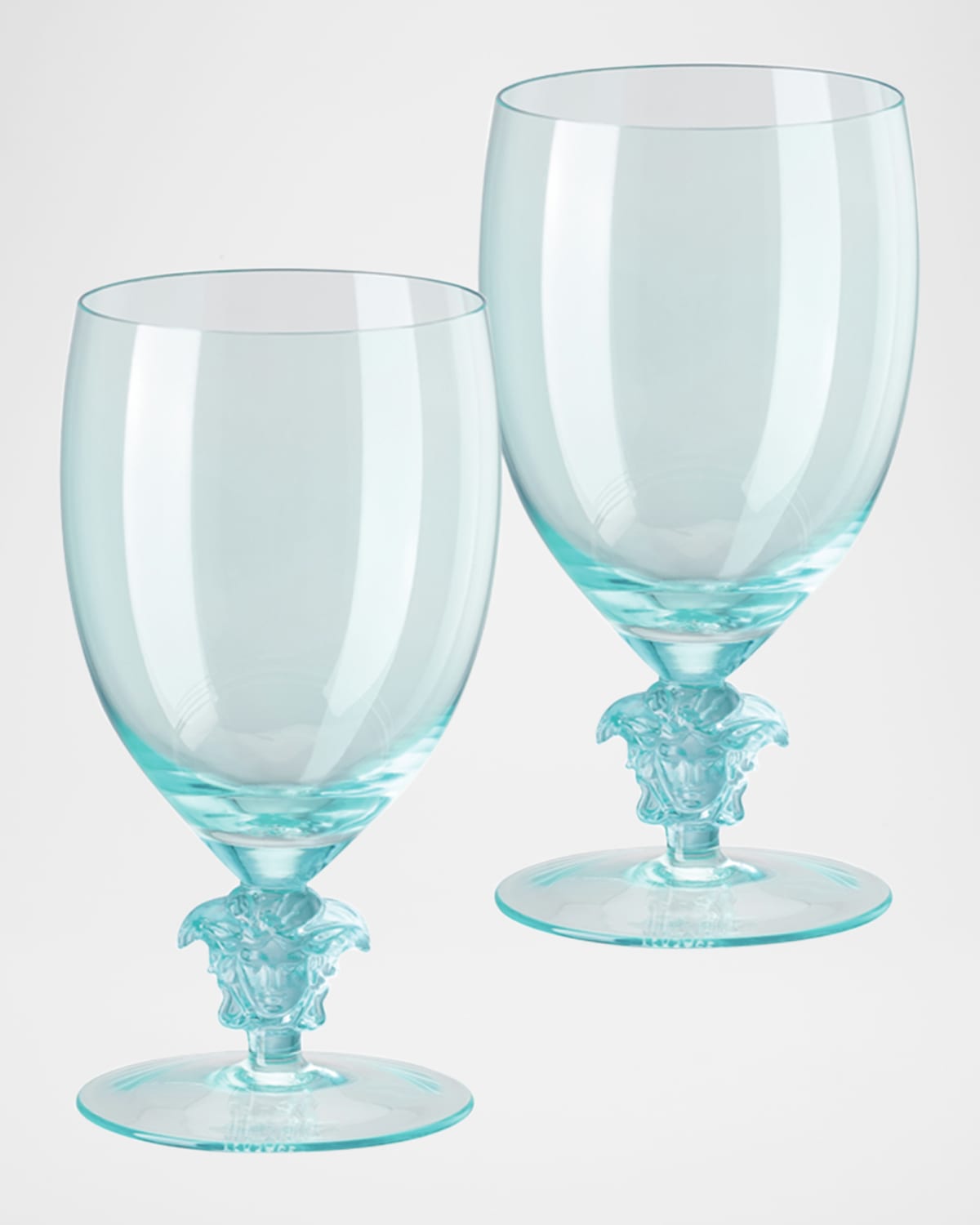 Versace Medusa Lumiere 2 Short Stem Water Goblets, Set Of Two In Blue
