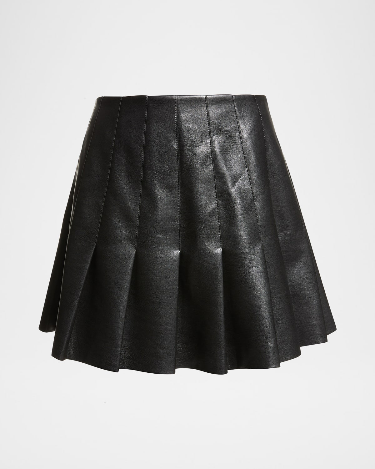 Shop Alice And Olivia Carter Vegan Leather Pleated Mini Skirt In Almond