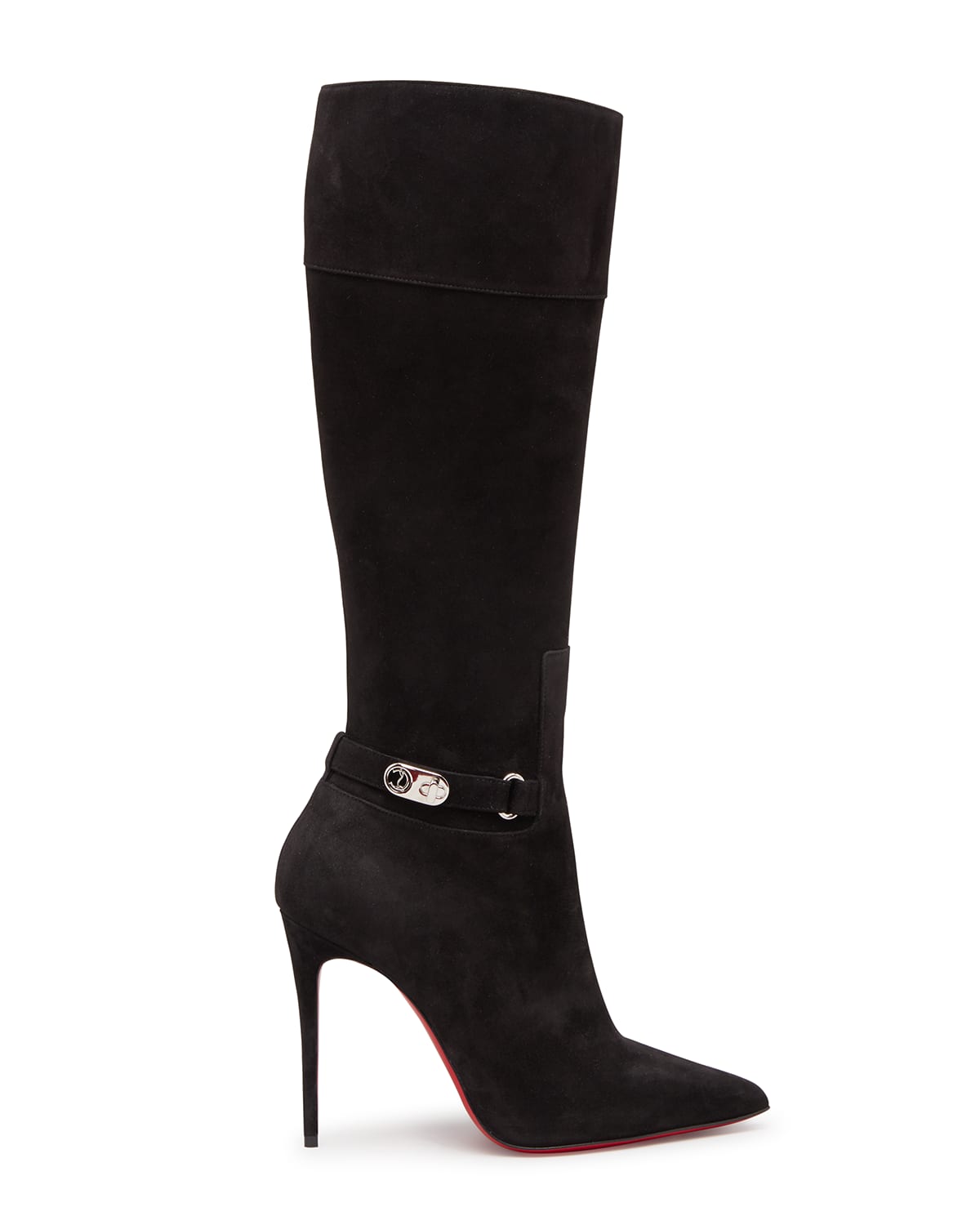 Christian Louboutin Lock Kate Suede Tall Red Sole Boots